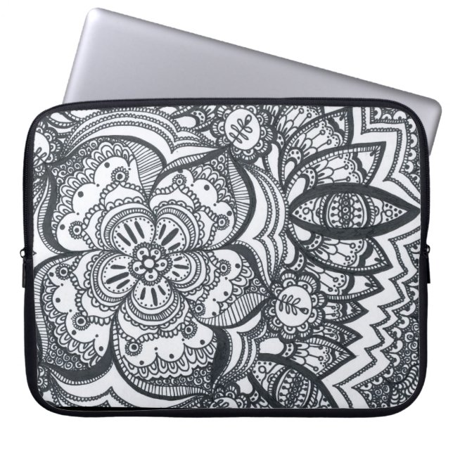Capa Para Notebook A bolsa de laptop Eyed da mandala da flor (Frente)