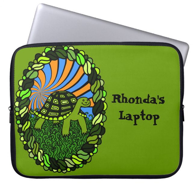 Capa Para Notebook A bolsa de laptop feliz da tartaruga (Frente)