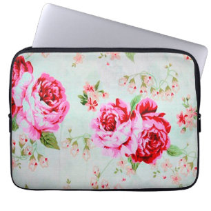 Capa Para Notebook A bolsa de laptop floral floral do rosa da casa de
