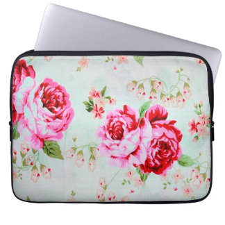 Capa Para Notebook A bolsa de laptop floral floral do rosa da casa de