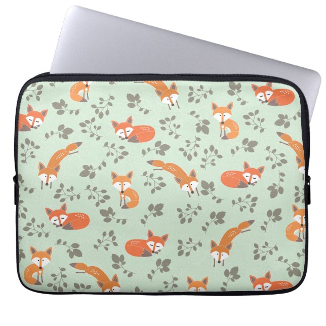 Capa Para Notebook A bolsa de laptop floral Foxy (Frente)