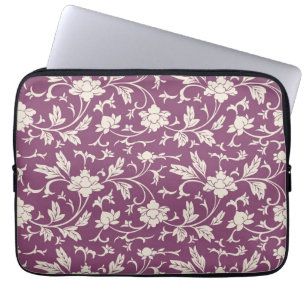 Capa Para Notebook A bolsa de laptop floral roxa & de creme moderna
