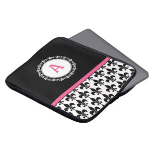Capa Para Notebook A bolsa de laptop Monogrammed cor-de-rosa da flor