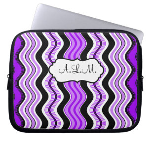 Capa Para Notebook A bolsa de laptop ondulada roxa, preta, branca das