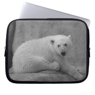 Capa Para Notebook A bolsa de laptop preto e branco do urso polar do