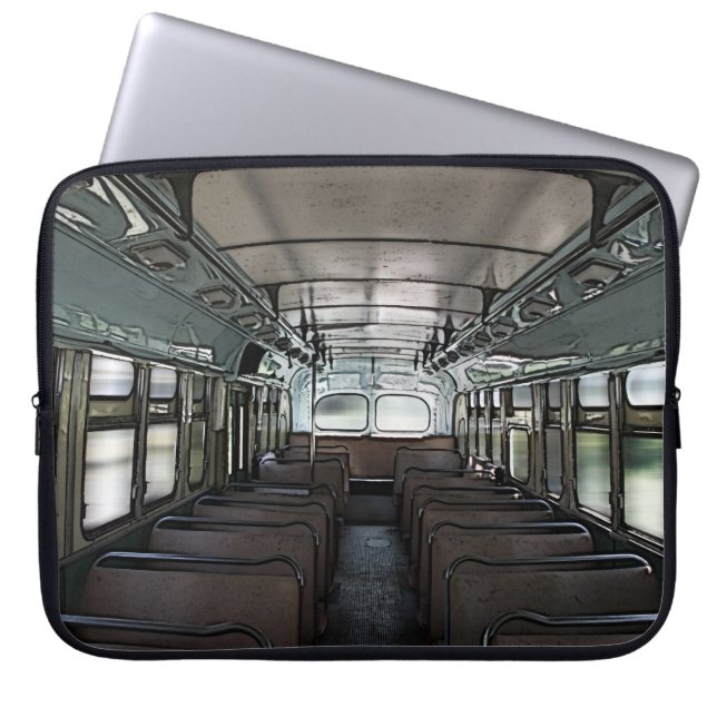 Capa Para Notebook a bolsa de laptop retro do interior do ônibus (Frente)