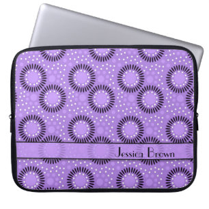 Capa Para Notebook A bolsa de laptop roxa das bolinhas das flores