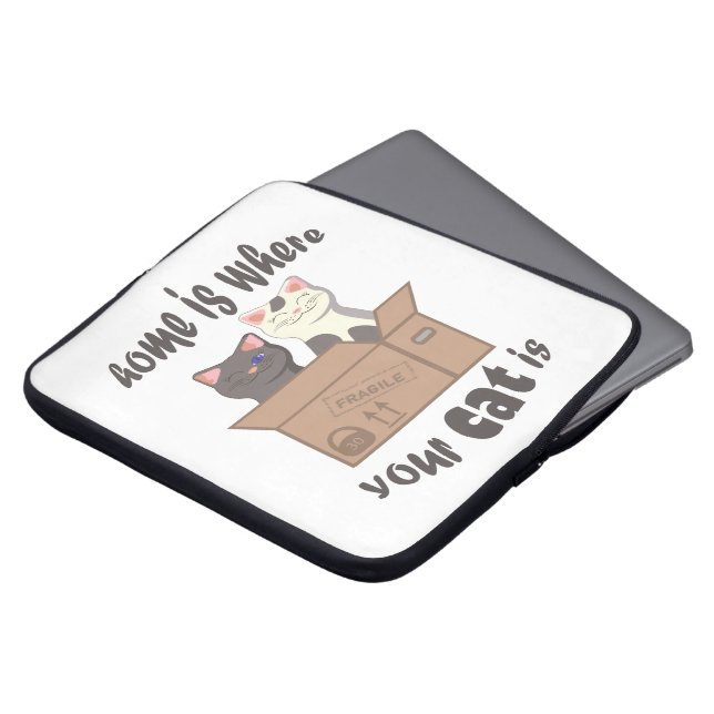Capa Para Notebook A citação engraçada de Home é onde seu gato está (Frente Topo)