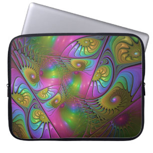 Capa Para Notebook A Colorida Arte Abstrata Fractal Trippy Luminosa