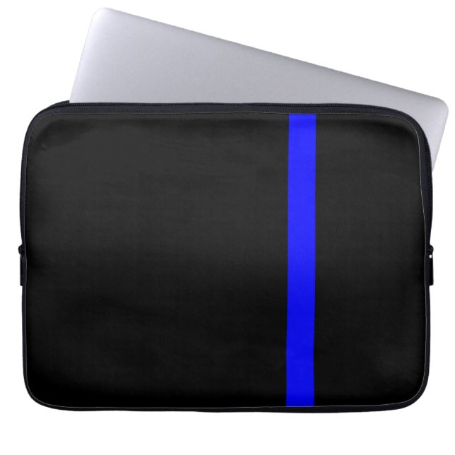 Capa Para Notebook A fina linha azul vertical preta simbólica (Frente)