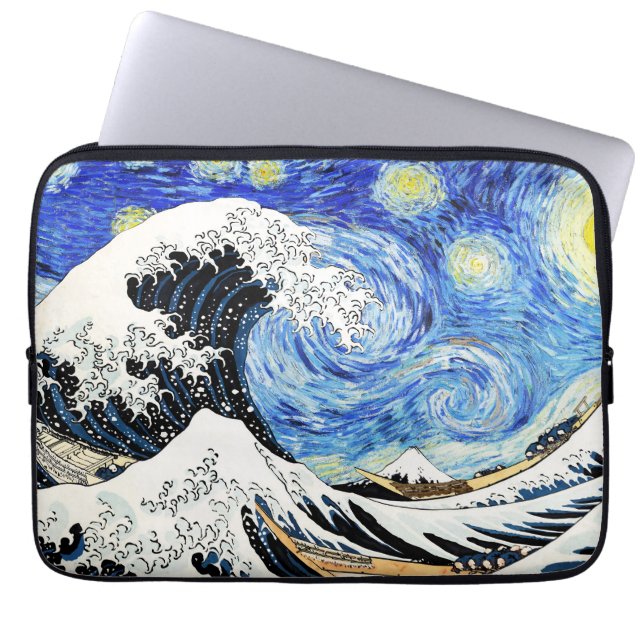 Capa Para Notebook A Grande Onda de Kanagawa em Noite Estrelada (Frente)