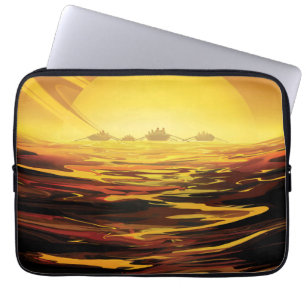 Capa Para Notebook A maior lua de Poster-Saturno do espaço retrô, Tit