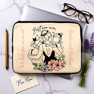 Capa Para Notebook A melhor mãe de sempre, mãe, crianças e flores, pe