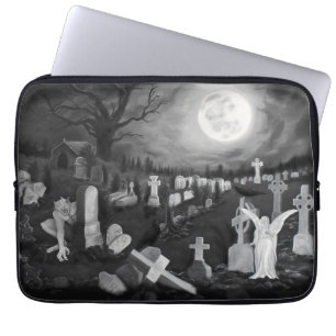 Capa Para Notebook À noite no cemitério - Anjo com o Diabo