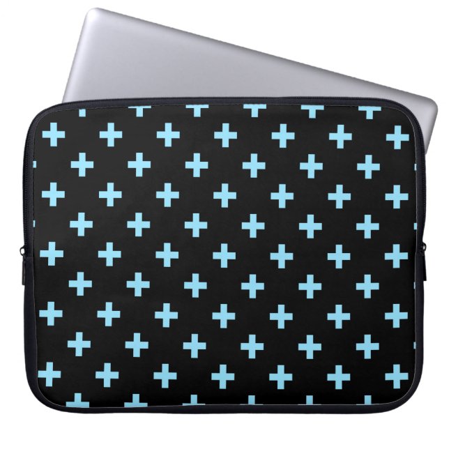 Capa Para Notebook A polca azul-bebê cruza a preto (Frente)
