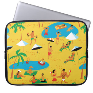 Capa Para Notebook A praia de Verão pessoas um padrão perfeito. Bac t