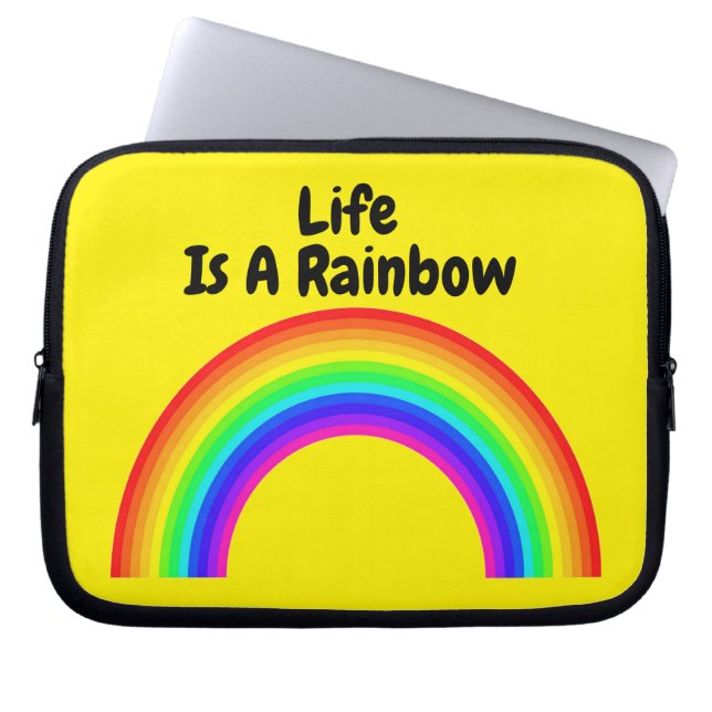 Capa Para Notebook A Vida Da bolsa de laptop É Um Arco-Íris (Frente)