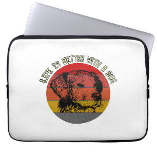 Capa Para Notebook A vida é melhor com um cão, estilo vintage