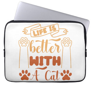 Capa Para Notebook A vida é melhor com um gato