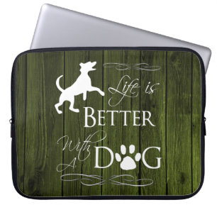 Capa Para Notebook A vida é melhor com uma Bolsa de laptop de Cachor