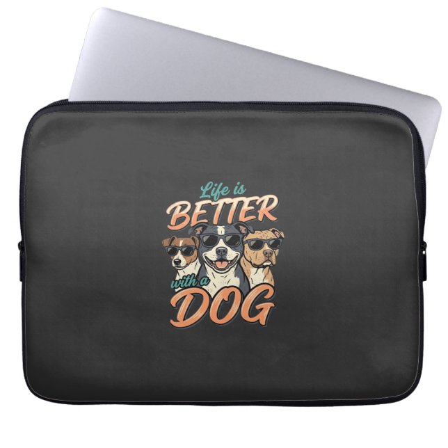 Capa Para Notebook A Vida é Melhor Com Vetor de Cachorro (Frente)