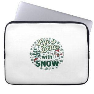 Capa Para Notebook A Vida É Melhor Neve Natal Boneco De Neve Árvores