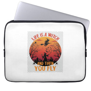 Capa Para Notebook A Vida é uma Bruxa e Então Você Voa Halloween Cemi