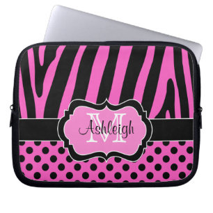 Capa Para Notebook A zebra preta cor-de-rosa listra a caixa do laptop