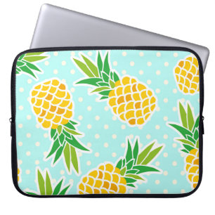 Capa Para Notebook Abacaxis Exóticos: Diversão Polka-Ponto Azul.