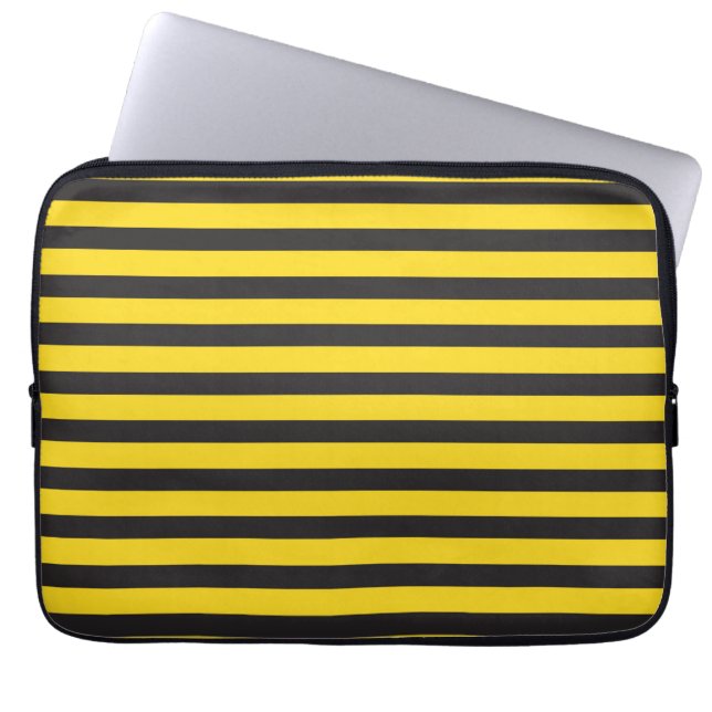 Capa Para Notebook Abeja Melera Listras Horizontais Amarelo Preto (Frente)