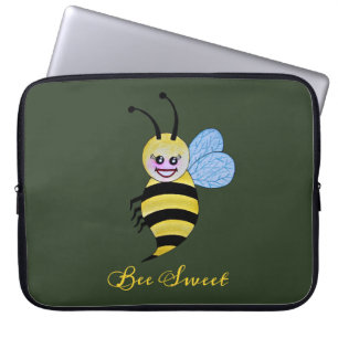 Capa Para Notebook Abelha bonito da aguarela com sorriso feliz