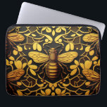Capa Para Notebook abelha de ouro abstrato. padrão de insetos florais<br><div class="desc">Abelhas de abstrato e padrão floral de ouro bolsa de laptop a amarelo preto.</div>