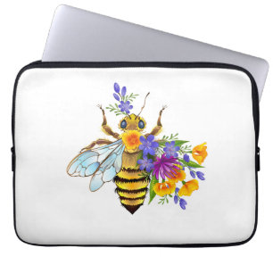 Capa Para Notebook Abelha flor com plantas silvestres
