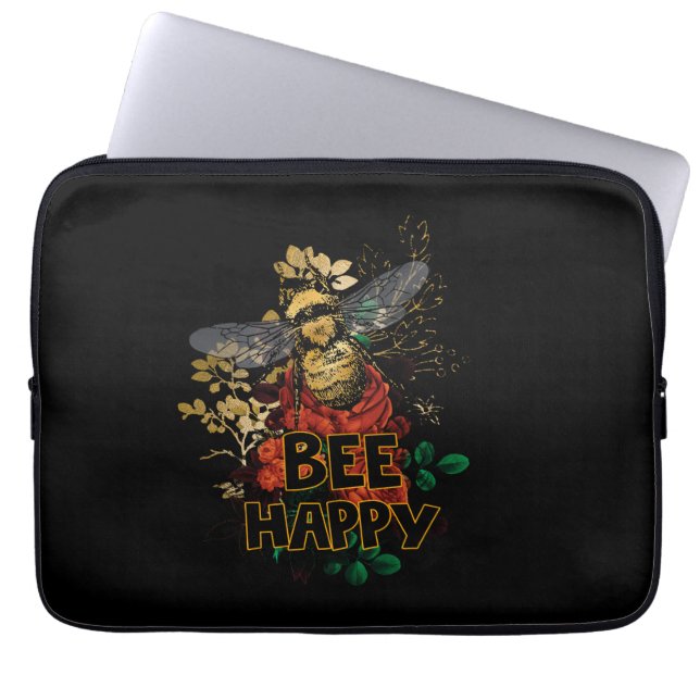 Capa Para Notebook Abelhas Coloridas Felizes e Flores (Frente)