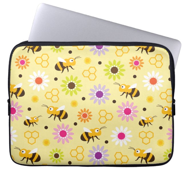 Capa Para Notebook Abelhas e Flores (Frente)