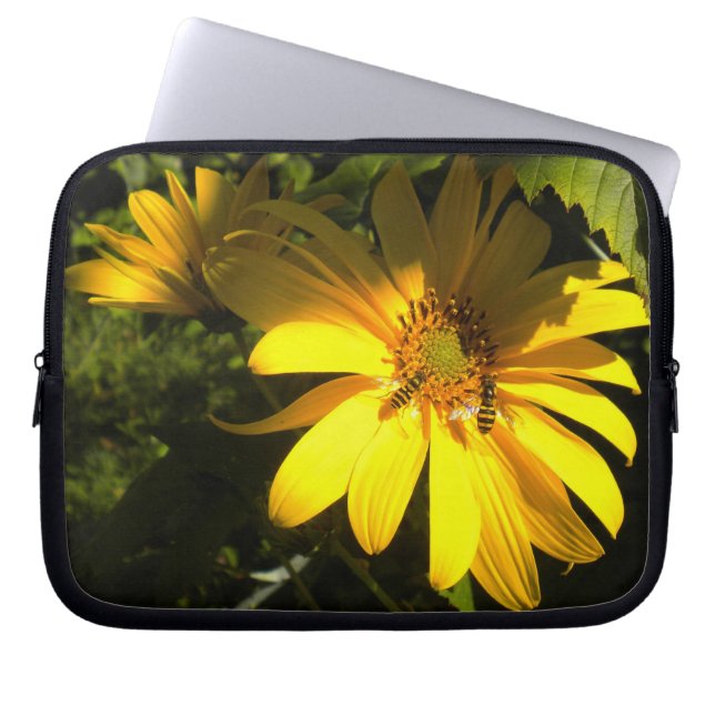 Capa Para Notebook Abelhas na Bolsa de laptop de girassol (Frente)