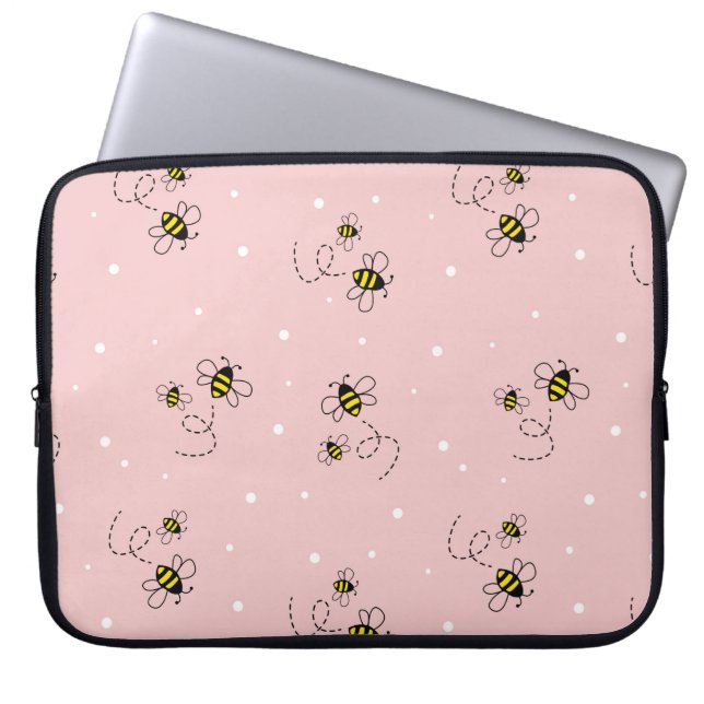 Capa Para Notebook Abelhas sem descontinuidades em fundo pastel. Vint (Frente)