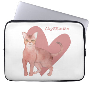 Capa Para Notebook Abissínia, Gatinho de Aquarela, Laptop de Coração