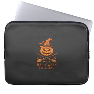Capa Para Notebook Abóbora de Boas-vindas de Halloween Bruxa Chapéu V