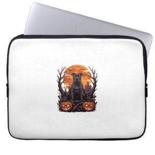 Capa Para Notebook Abóbora Trono Pitbull Preto Halloween Lua Cheia_