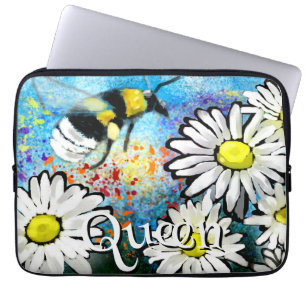 Capa Para Notebook Aborígene Bumble Bee em Margaridas Personalizado