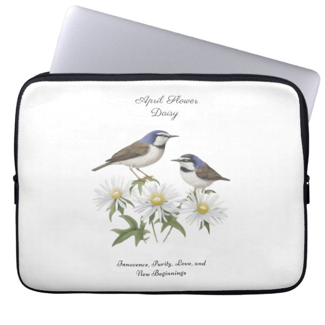 Capa Para Notebook Abril Mês da Flor Daisy Cerejou Aniversário (Frente)