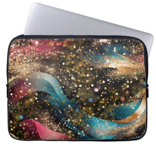 Capa Para Notebook Abstração Cósmica Poeira Dourada