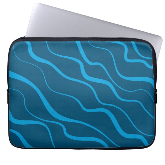 Capa Para Notebook Abstração de onda azul, simples, moderna, legal (Frente)