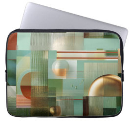 Capa Para Notebook Abstract Bauhaus Green Gold Laptop Sleeve