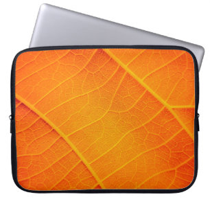Capa Para Notebook Abstract closeup of an orange and yellow leaf text
