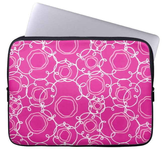 Capa Para Notebook Abstract Floral Matrix (Hot Pink) Fine Art (Frente)