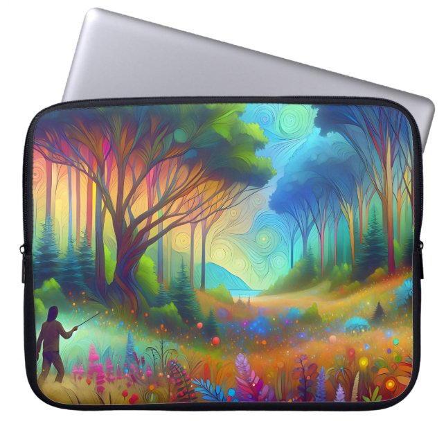 Capa Para Notebook Abstrakte Waldlandschafts Grafik (Frente)