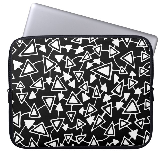 Capa Para Notebook Abstrato 021112 - Branco sobre Preto (Frente)
