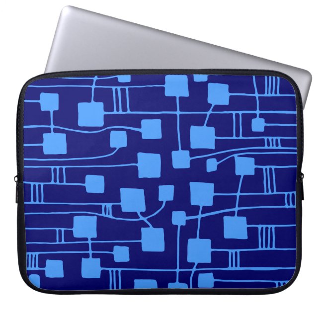 Capa Para Notebook Abstrato 111211 - Baby Blue on Dp Marinho (Frente)